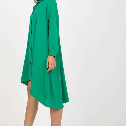 Asymmetric Button Down Shirt Dress With Italian Flair
