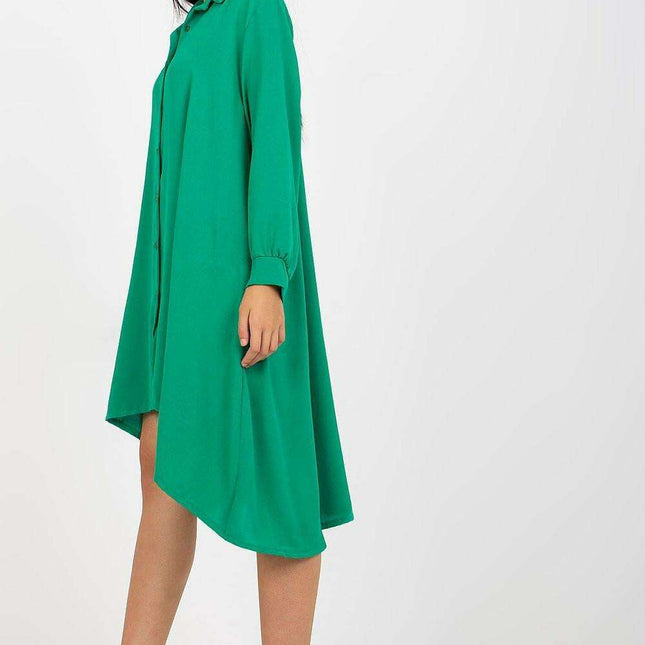 Asymmetric Button Down Shirt Dress With Italian Flair