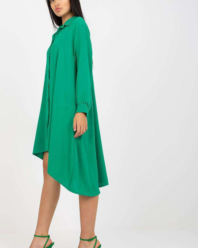 Asymmetric Button Down Shirt Dress With Italian Flair