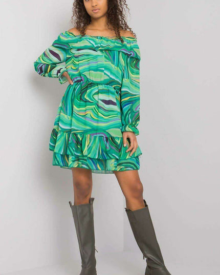 Elegant Spanish Inspired Frilled Long Sleeve Day Dress