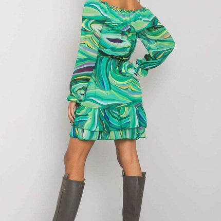 Elegant Spanish Inspired Frilled Long Sleeve Day Dress