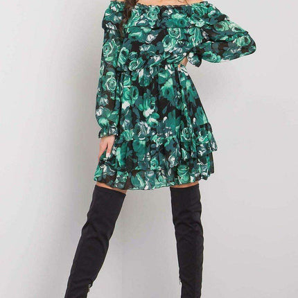 Elegant Spanish Inspired Frilled Long Sleeve Day Dress