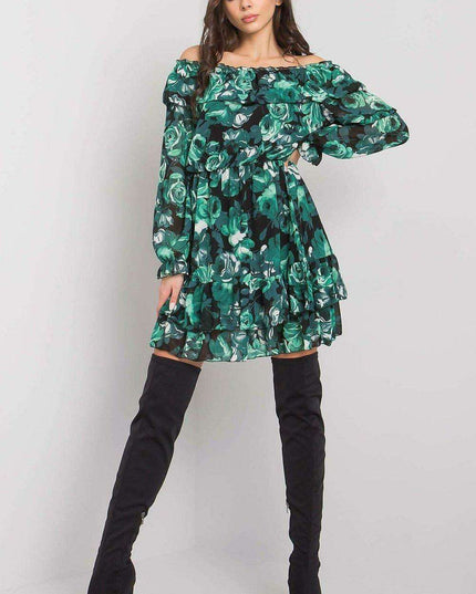 Elegant Spanish Inspired Frilled Long Sleeve Day Dress