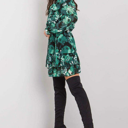 Elegant Spanish Inspired Frilled Long Sleeve Day Dress