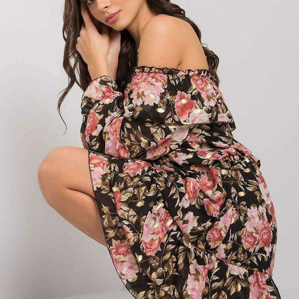 Elegant Spanish Inspired Frilled Long Sleeve Day Dress