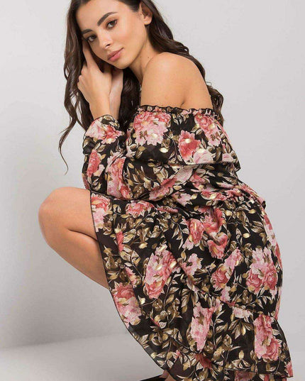 Elegant Spanish Inspired Frilled Long Sleeve Day Dress