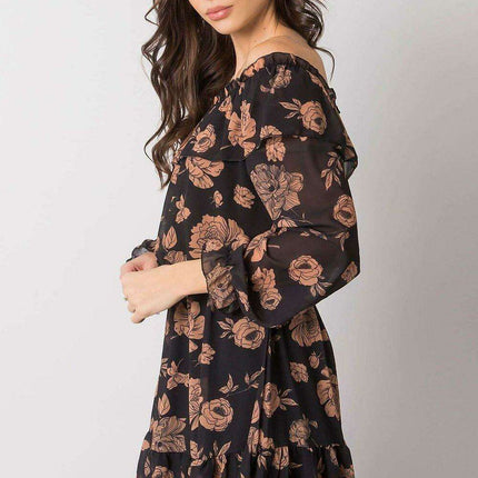 Elegant Spanish Inspired Frilled Long Sleeve Day Dress