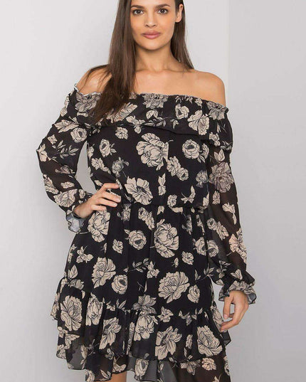 Elegant Spanish Inspired Frilled Long Sleeve Day Dress