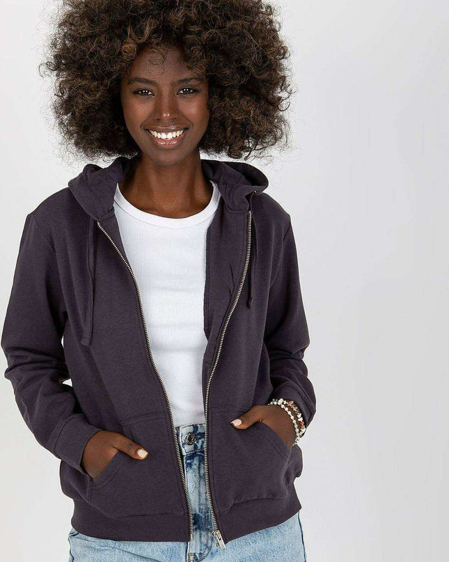 Stylish Women's Zip-Up Sweatshirt - Soft Cotton-Poly Blend Hoodie