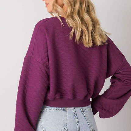 Chic Quilted Sleeve Sweatshirt - Luxurious Cotton Blend, Fashionable Ribbed Details