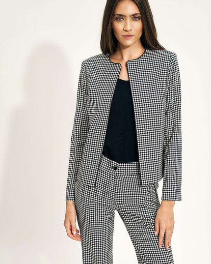 Chic Navy Blue Peplite Office Jacket For Professional Style