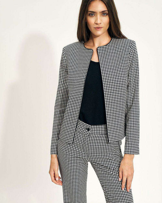Chic Navy Blue Peplite Office Jacket For Professional Style