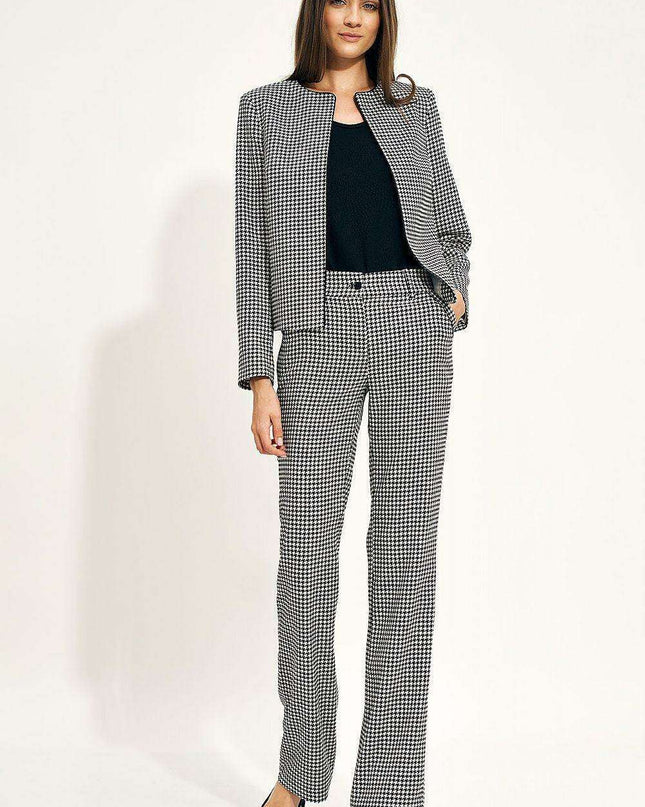 Chic Navy Blue Peplite Office Jacket For Professional Style