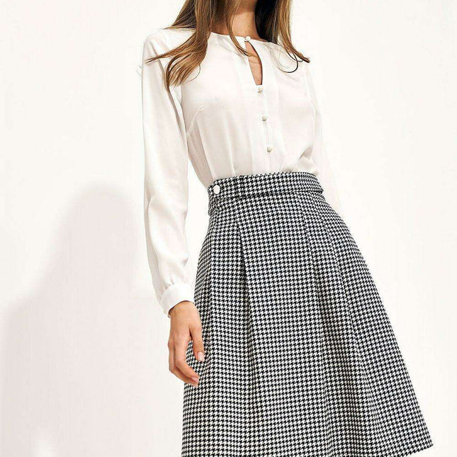 Belted High Waist Flared Skirt Women Elegant Casual Style