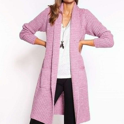 Shawl Collar Waffle Knit Cardigan for Cozy Elegance