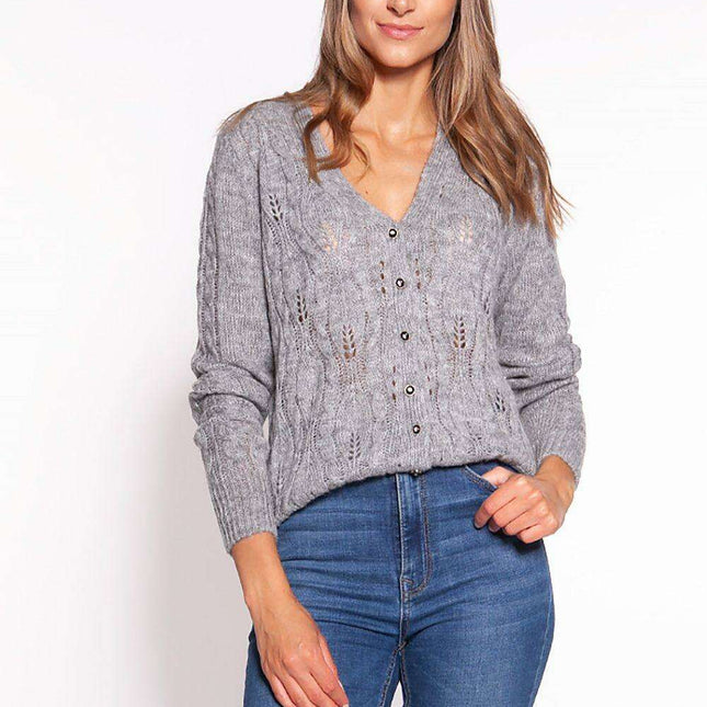 Sophisticated Deep V-Neck Knit Cardigan
