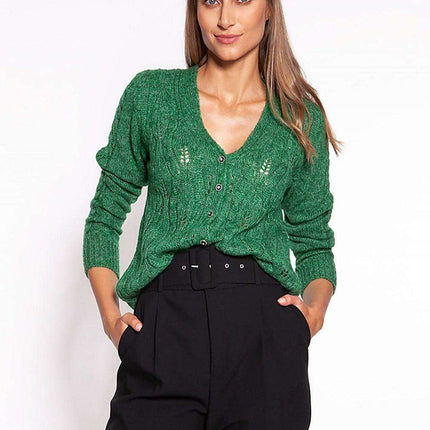 Sophisticated Deep V-Neck Knit Cardigan