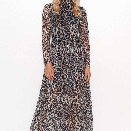 Chic Mesh Turtleneck Maxi Dress by Makadamia