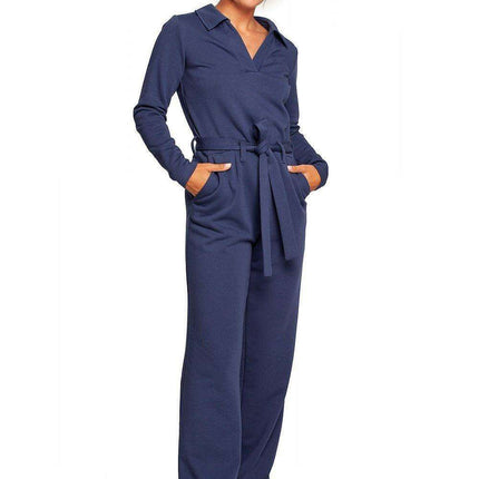 Chic V-Neck Jumpsuit Set with Stylish Belt