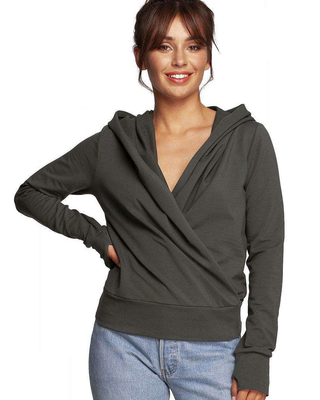 Chic Envelope Design Hooded Sweatshirt with Trendy Thumb Cutouts