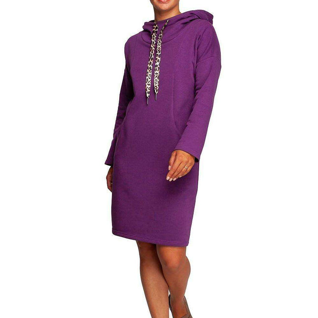 Chic Leopard Print Hooded Casual Dress