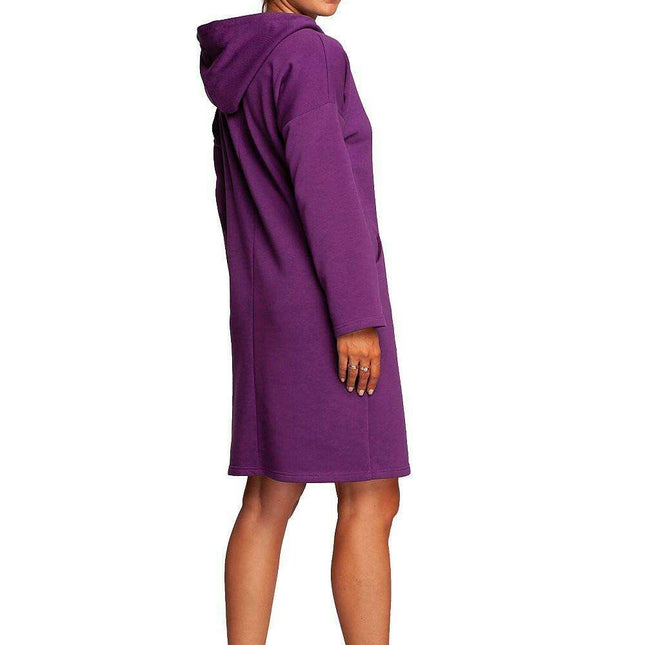 Chic Leopard Print Hooded Casual Dress