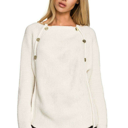 Stylish Button-Detail Raglan Sweater