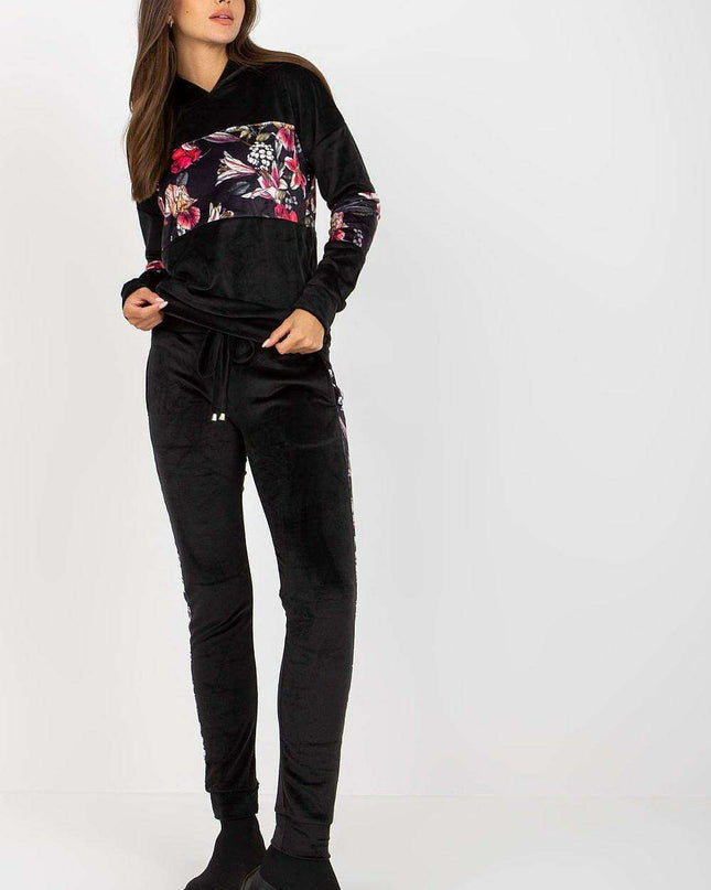 Chic Velour Floral Lounge Set Parisian Blooms Cozy Comfort