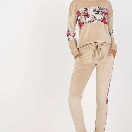 Chic Velour Floral Lounge Set Parisian Blooms Cozy Comfort