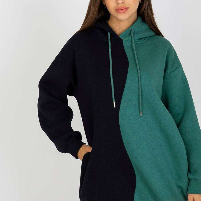 Parisian Chic Hooded Sweatshirt Two Tone Cozy Style
