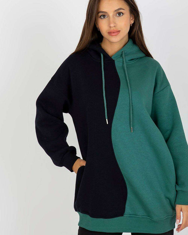 Parisian Chic Hooded Sweatshirt Two Tone Cozy Style