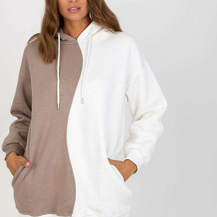 Parisian Chic Hooded Sweatshirt Two Tone Cozy Style