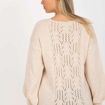 Chic Heart Neckline Sweater for Women with Sophisticated Openwork Back Design