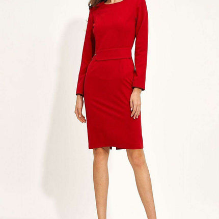 Scarlet Sophistication Pencil Dress for Elegant Daywear