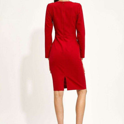 Scarlet Sophistication Pencil Dress for Elegant Daywear