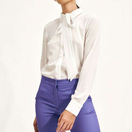 Elegant Chic Bow Detail Professional Office Blouse Style