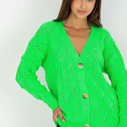 Ladies Parisian Openwork Button Down Sweater Chic Everyday