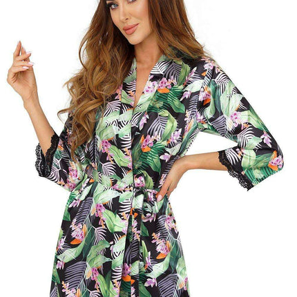 Satin Lace Sleeve Bathrobe Set