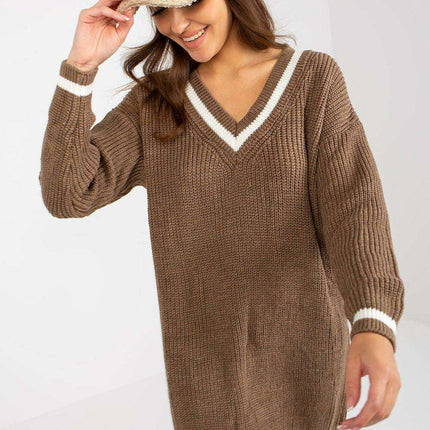 Elegant Knit Daydress With Heart Neckline For Women