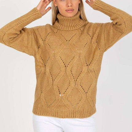 Elegant Knit Turtleneck Pullover Cozy Openwork Sweater