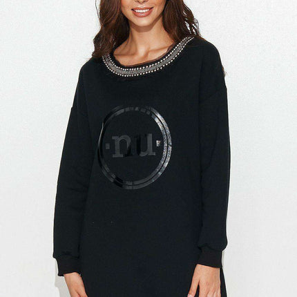 Elegant Lace-Trimmed Sweatshirt Dress