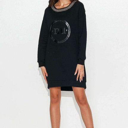Elegant Lace-Trimmed Sweatshirt Dress