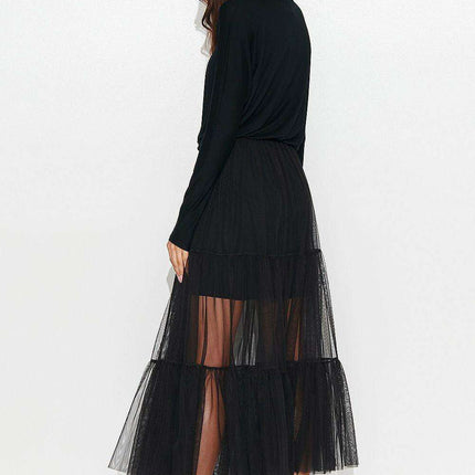 Numinous Black Viscose Evening Dress