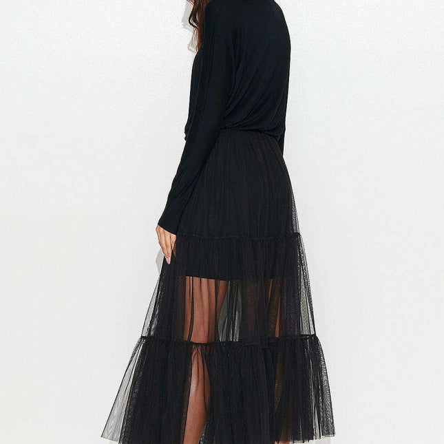 Numinous Black Viscose Evening Dress