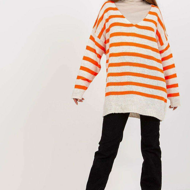 Chic Striped V-Neck Sweater for Women
