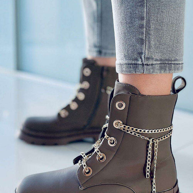 Chic Gold Chain Women's Boots - Model 171079