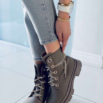 Chic Gold Chain Women's Boots - Model 171079