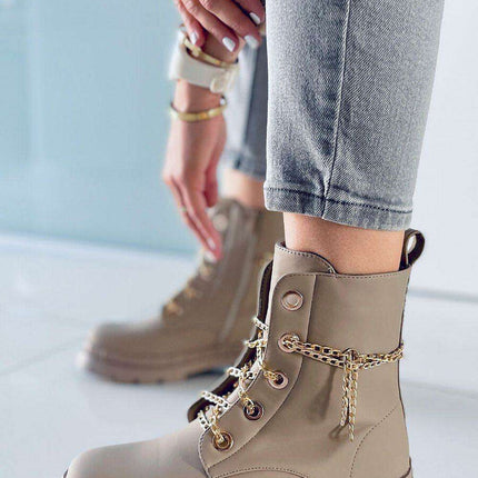 Chic Comfort Boots with Gold Chain Detail