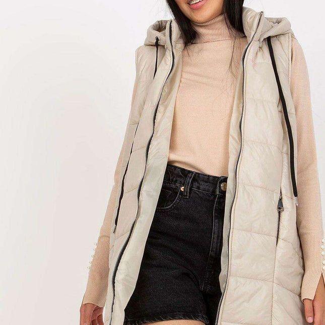 Sophisticated Quilted Down Vest with Detachable Hood and Secure Pockets