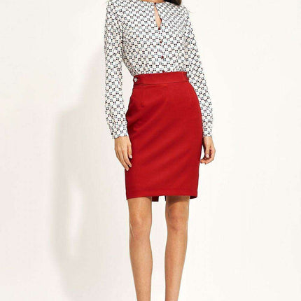 Elegant Crimson Pencil Skirt For Effortless Office Style